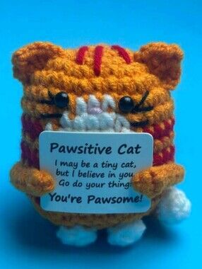 Crochet Cat Toy Orange & White Emotional Support
